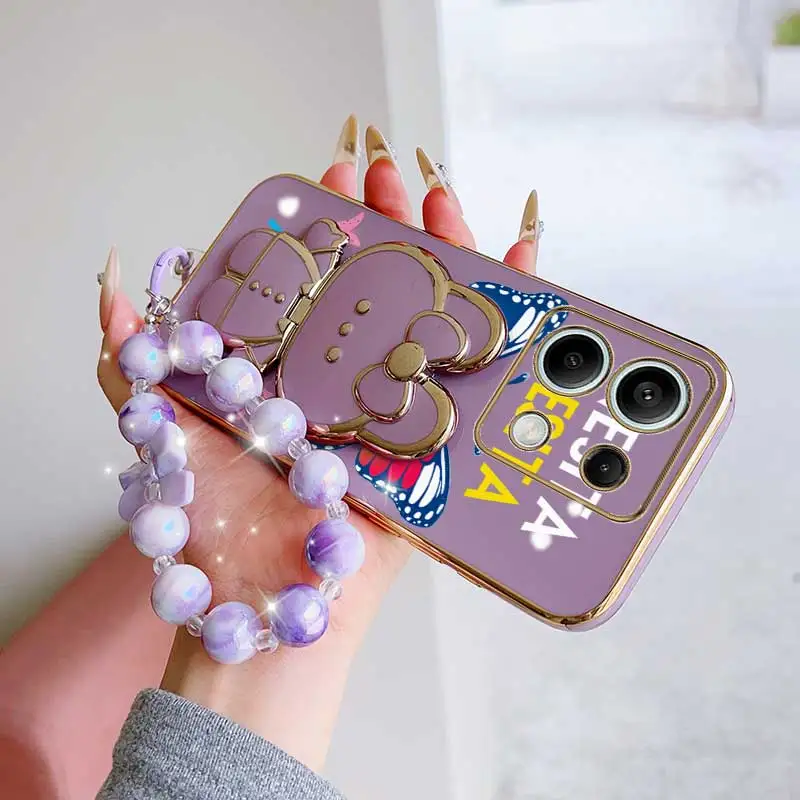 Dancing Butterfly Phone Case Set with Lanyard and Rabbit Stand