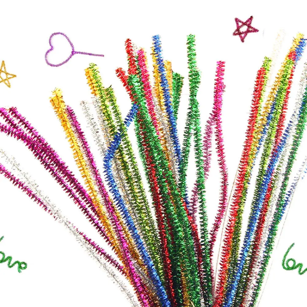 Mixed Color Plush Glitter Chenille Cleaners Wired Stems Pipe Plush Sticks Kids DIY Handmade Decor Creative Crafts Toy Accessoriy