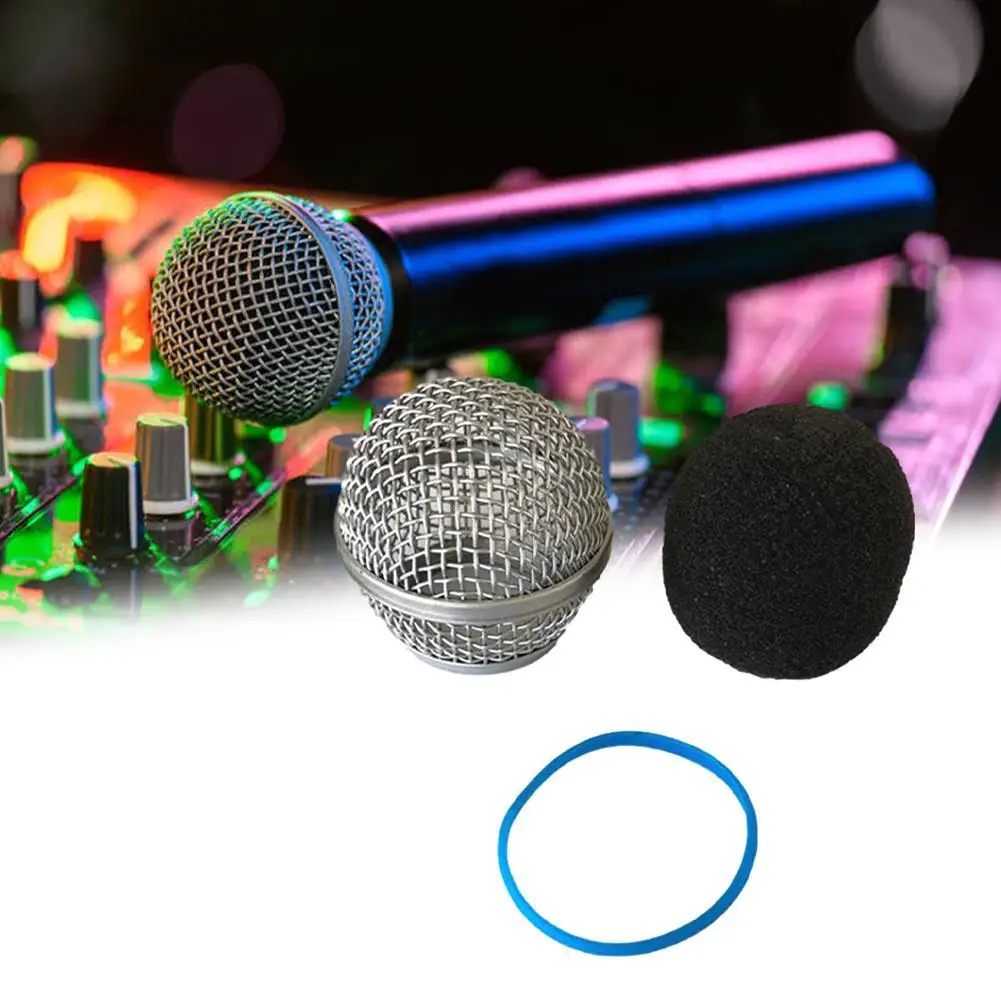 Grille De Remplacement Pour Micro SM58, BETA58, Etc. - Acier Inoxydable, Hauteur 55mm, Diamètre 31mm, Pare-brise Mousse Intégré