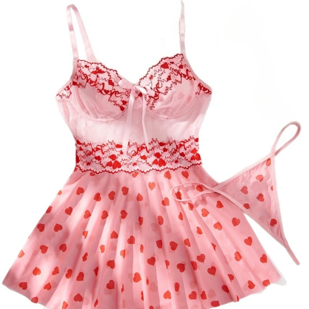 38008-943a9f.jpg 2 Piece Westerns Sexys Cherry Women Underwear Camisole Tank Top Shorts Nightdress Sleepdress Nightshirt Nightgown Lingerie Set - Image 1