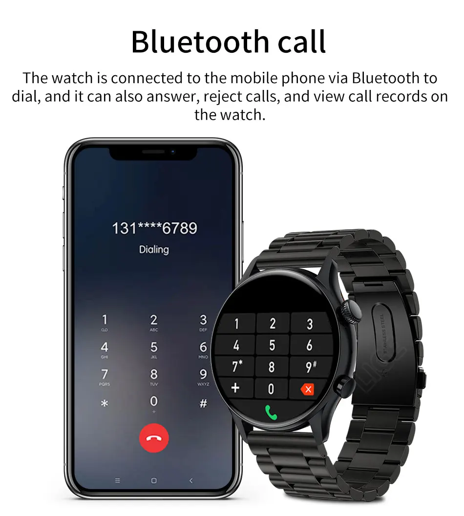 LIGE NFC Bluetooth Call Smartwatch Men 1.3 inch AMOLED 360*360 Screen Support Always On Display New Smart Watch Password Unlock