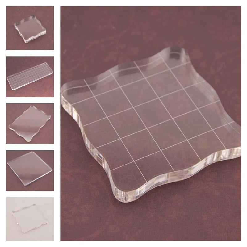 Stamp Blocks Acrylic Clear Stamping Blocks Tools with Grid Lines