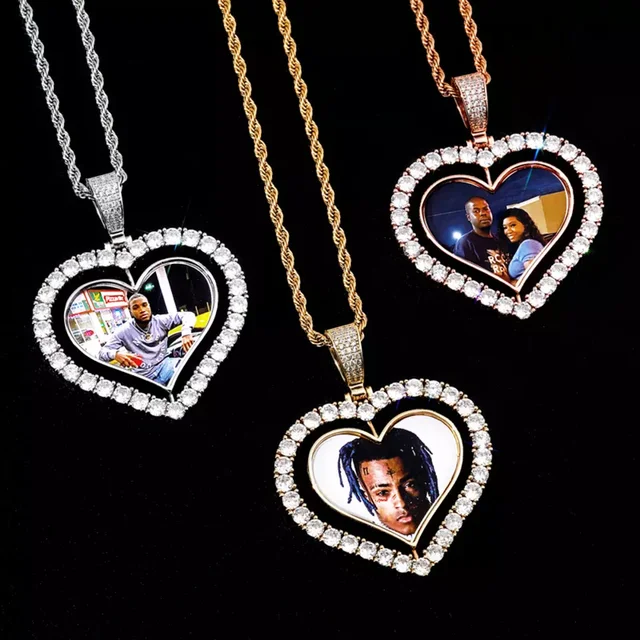 12x_ Rotating Heart Pendant Necklaces Sublimation Blank 2 