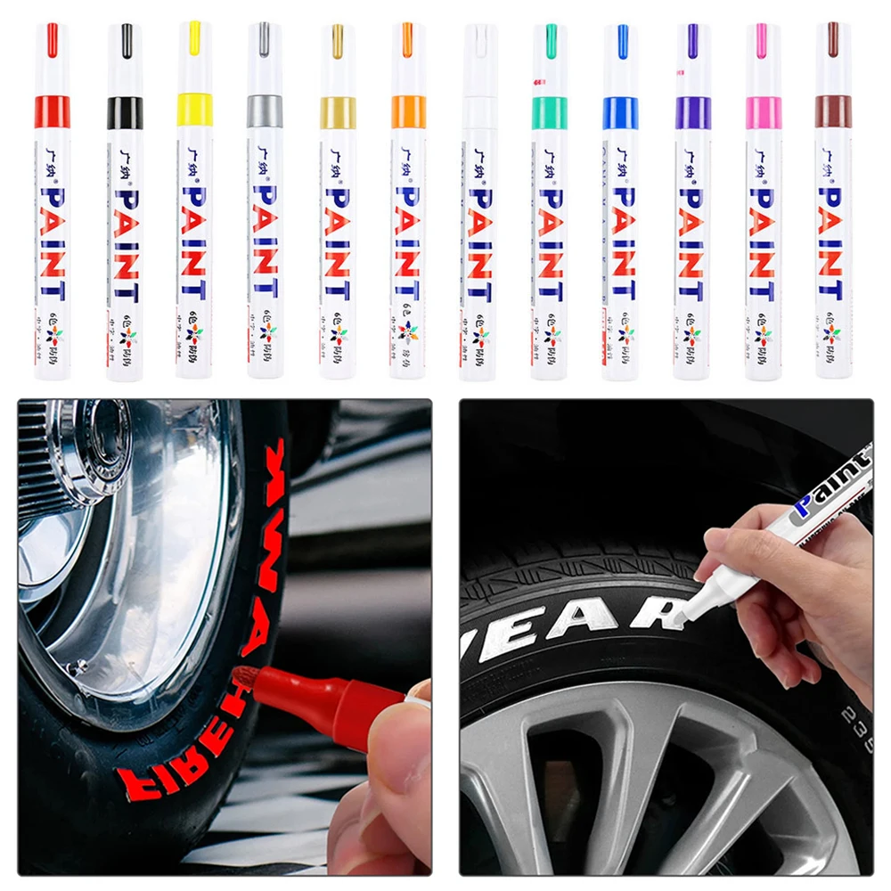 2pcs Automobile Tire Letter Marker Pen Graffiti Description Tire