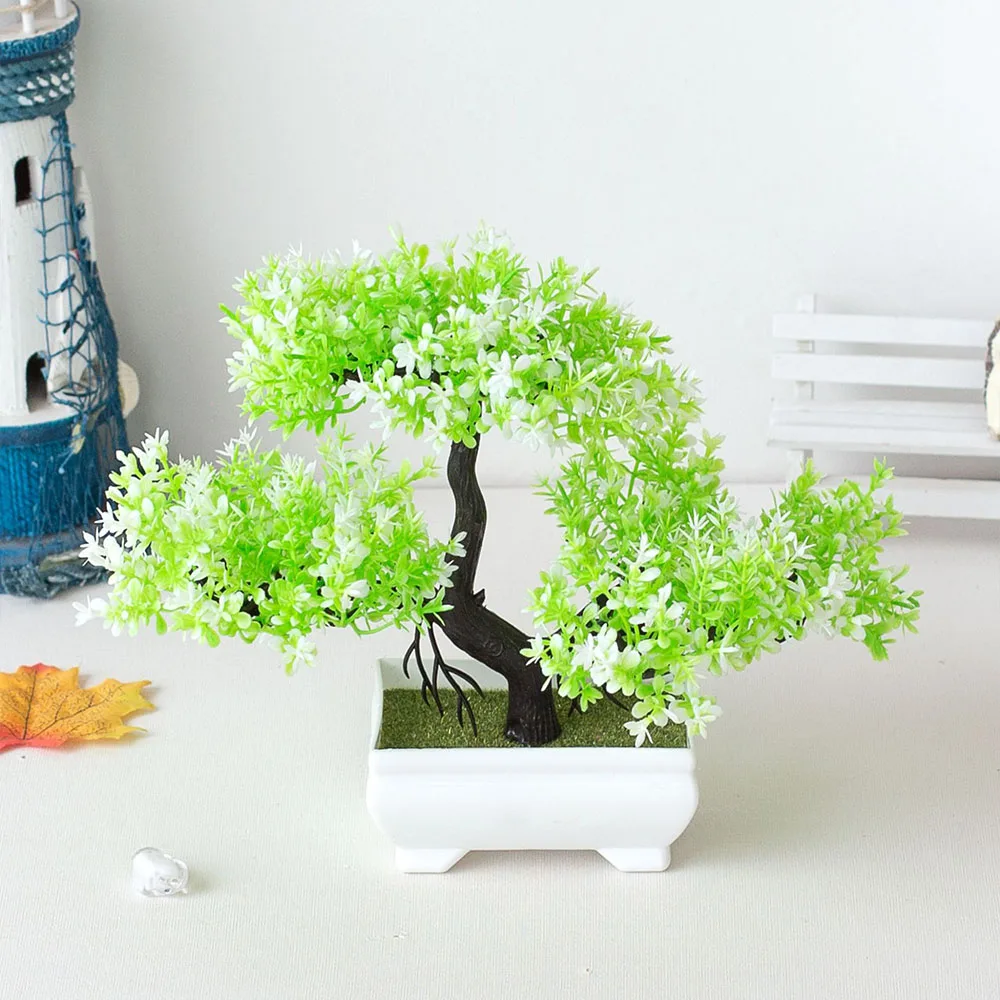 Artificial Bonsai Tree with Potted Flowers - Decorative Arrangement
