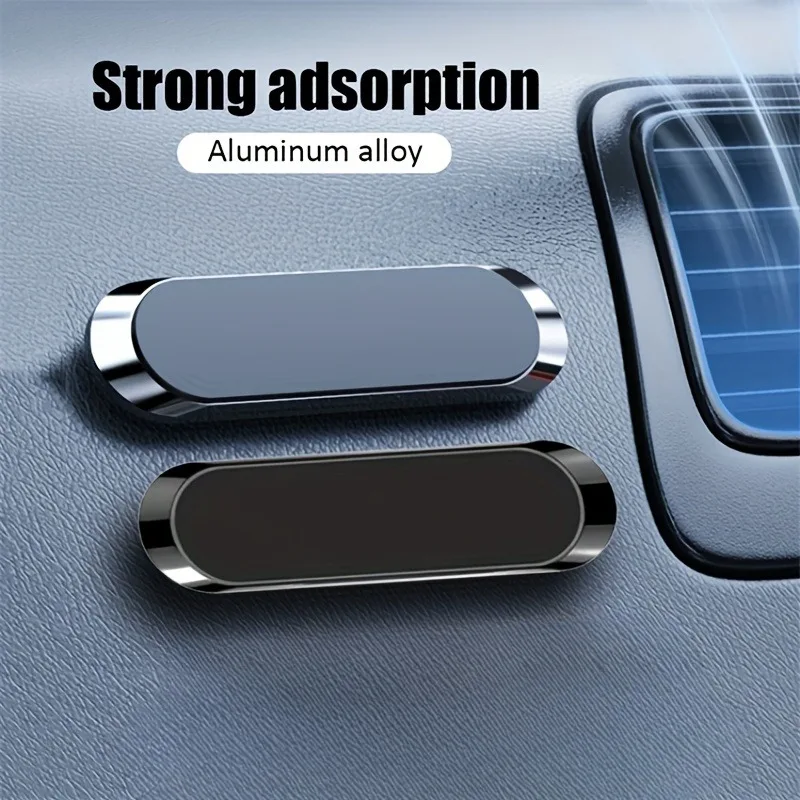 Universal Compact Magnetic Car Phone Mount - Self-Adhesive Aluminum Dashboard Holder with Strong Magnet for Secure Auto Navigation