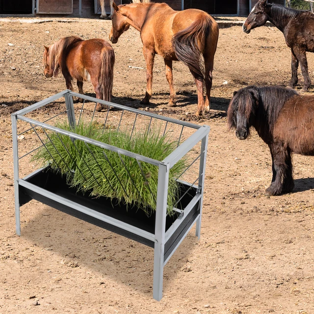 Livestock Feed Trough, 2-in-1 Grain& Hay Feeder for Goats Sheep, Large Capacity Feed Trough 100*65*85cm for Farms, Yards