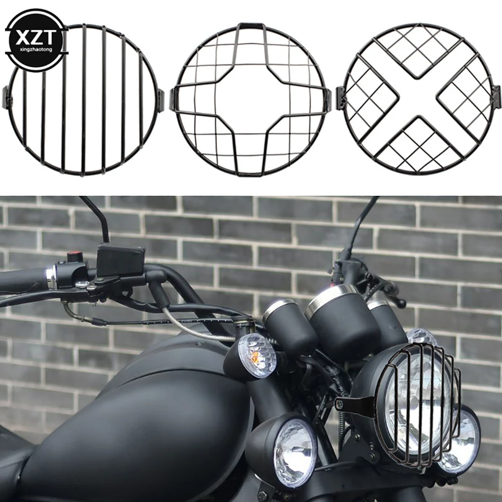 

6.5inch Motorcycle Universal Vintage Headlight Protector Retro Grill Light Lamp Cover For Ducati Chopper Yamaha CafeRacer