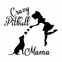 

Black/Silver 15.7X14.2CM Crazy Pitbull Mama Car Sticker Pitbull Mom Lover Dog Vinyl Window Car Decal