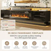 70' Modern Fireplace TV Stand, Black Media Console with Storage for TVs Up to 80', Living Room Entertainment Center 3