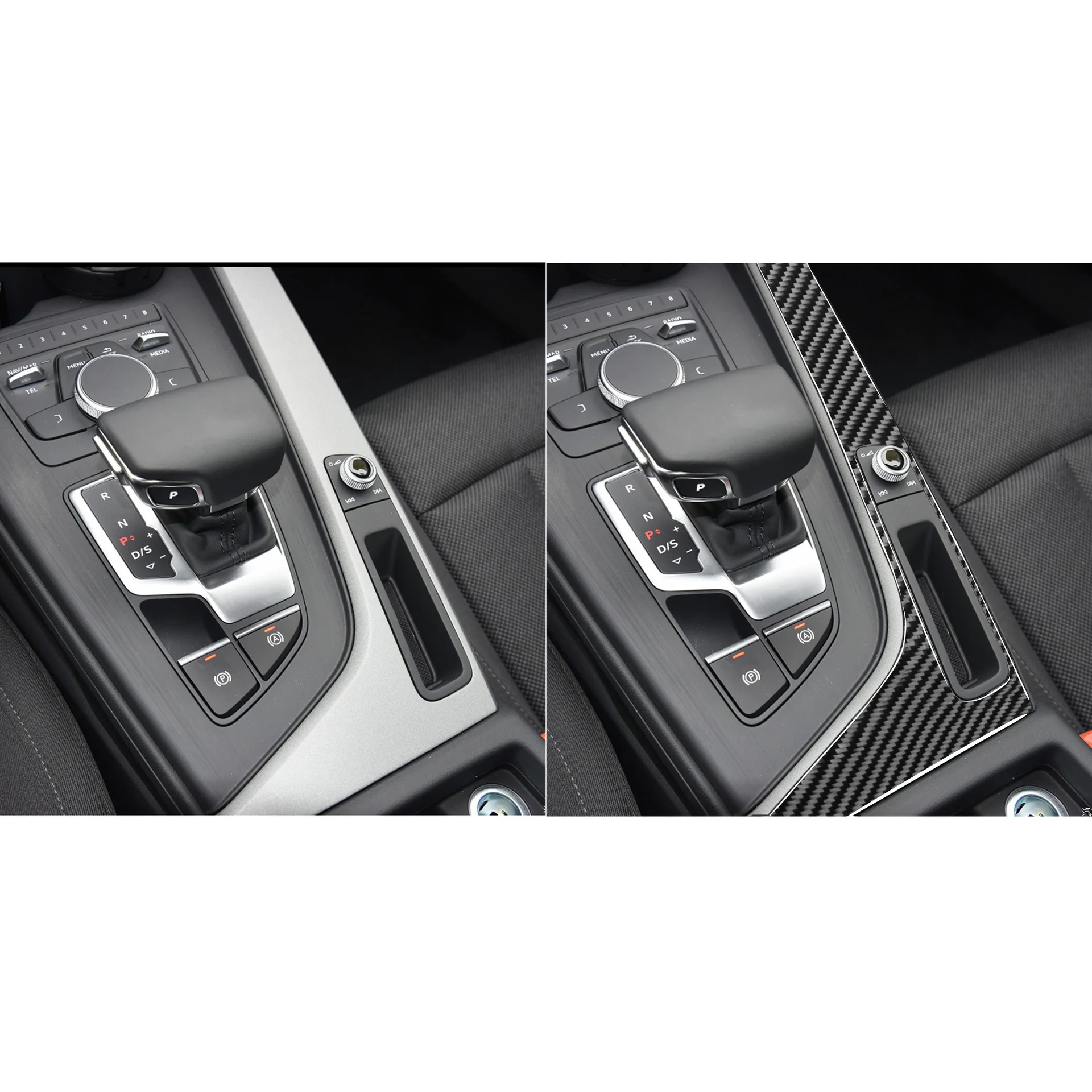 For Audi A4 B9 A5 S5 Console Gear Shift Box Carbon Fiber ABS Frame