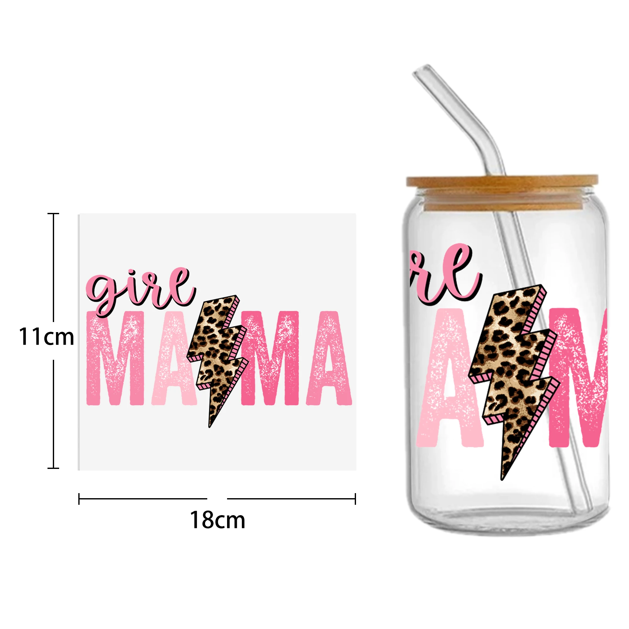 Mama Lightning 16oz DTF Sticker Cups Cool Personalize UV Wrap Transfer Sticker Labels DIY Selfadhesive Waterproof custom labels craft vinyl sticker