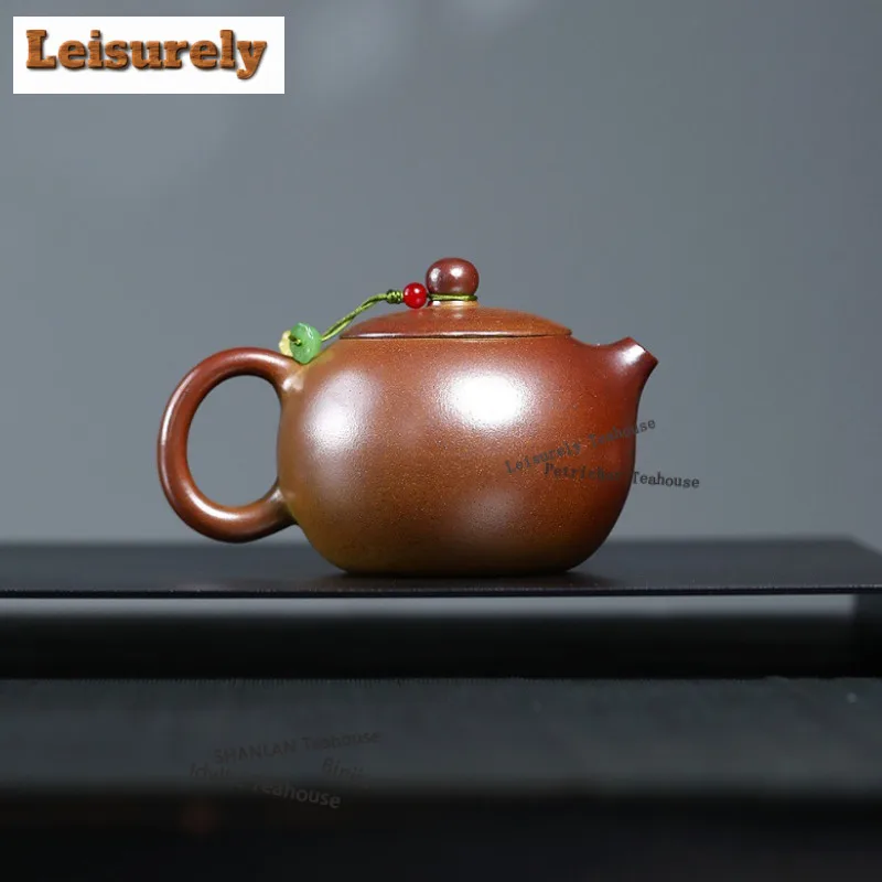 250ml Yixing Purple Clay Teapots Handmade Peony Pot Raw Ore Gold Section Mud Kettle With Filter Zisha Tea Set Tea Ceremony Craft