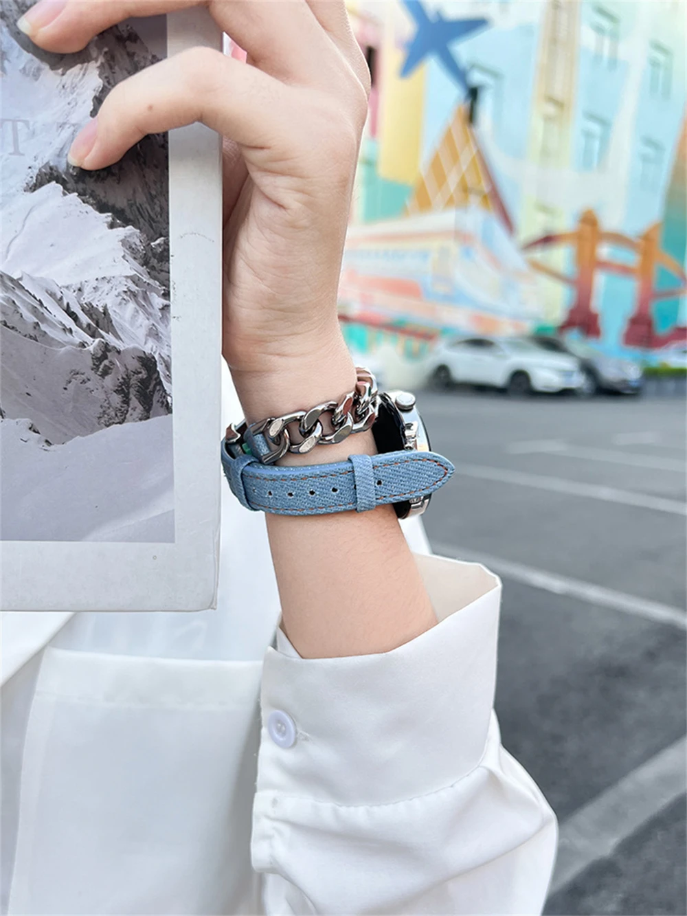 Y2K Girl Double-Tour Star Denim Chain Strap For Samsung Galaxy