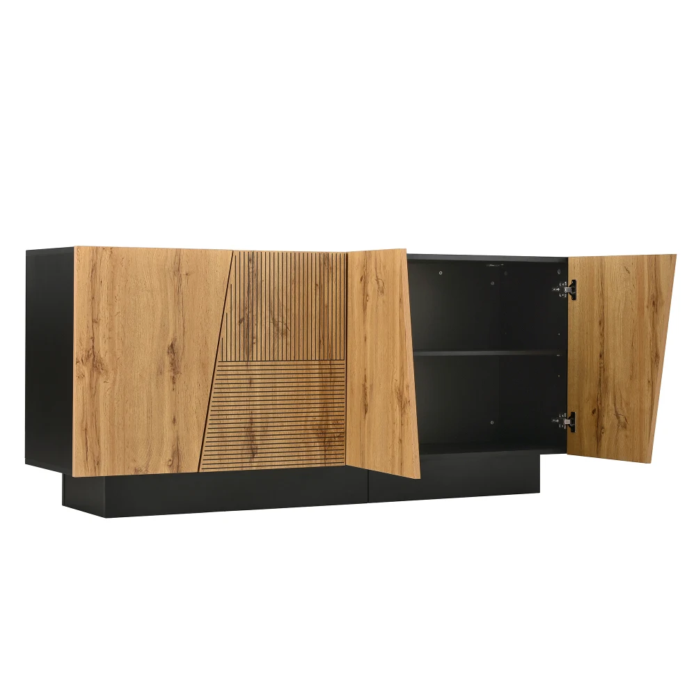Modernes Seitenbrett 160 cm mit großem Stauraum, geometrischem Design und verstellbarem Einsatzboden – Aufbewahrungsschrank für das Wohnzimmer – Detail 11