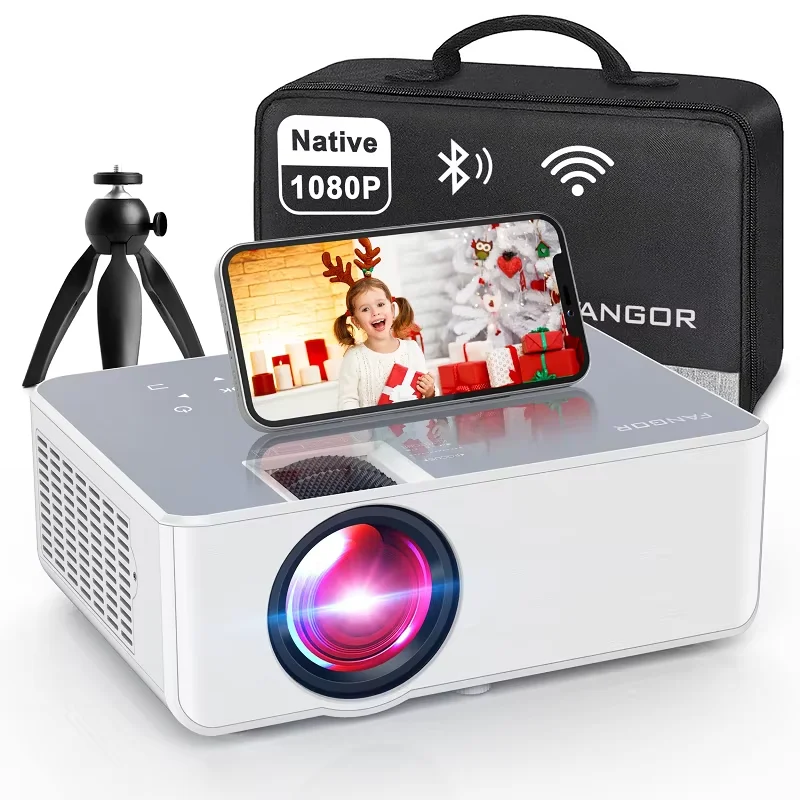 FANGOR 25000lm Smart Projector 4k wifi Max 230&rdquo; Projection Screen Portable Home theater Beamer Video Movie Proyector with Tripod
