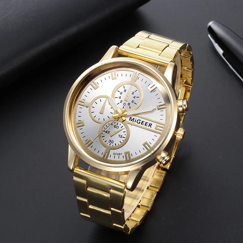 

Fashion Man Crystal Stainless Steel Analog Quartz Wrist Watch Exquisite Classic Watch Women Wrist Watch Relógio Reloj Hombre