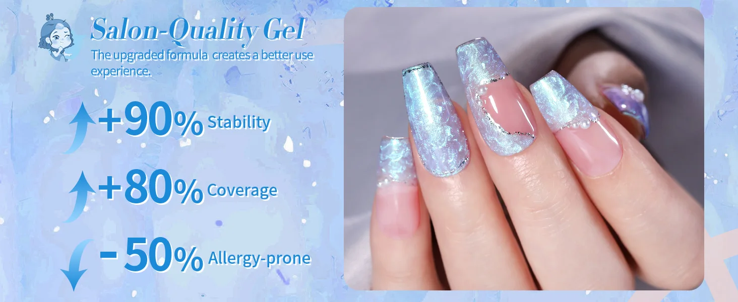 Description Picture 6 of itemBORN PRETTY Pearl White Blue Shell Thread Nail Gel Polish UV Soak Off Gel Varnish Glass Magnetic DIY Nail Art Gel For Manicure