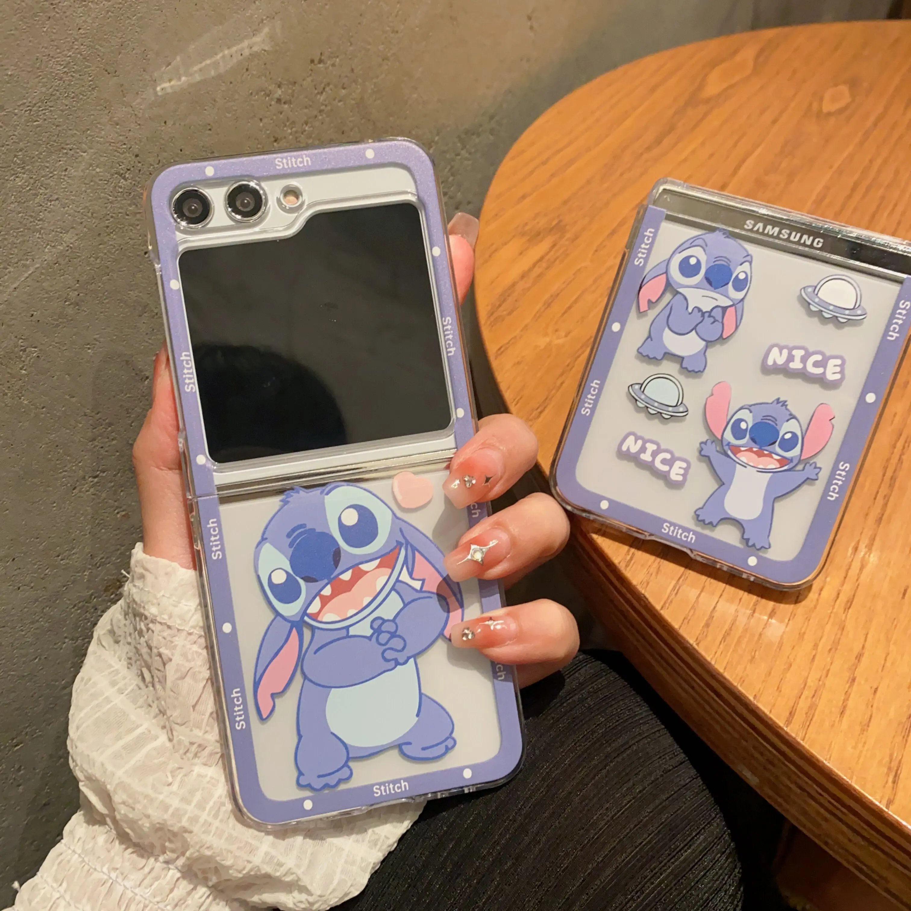 

W23 Flip4 Nice Stitches Plastic Hard Phone Case For Samsung Z-Flip5 Flip1/23/4 Split Type Cover Skinny Shell Body Protection