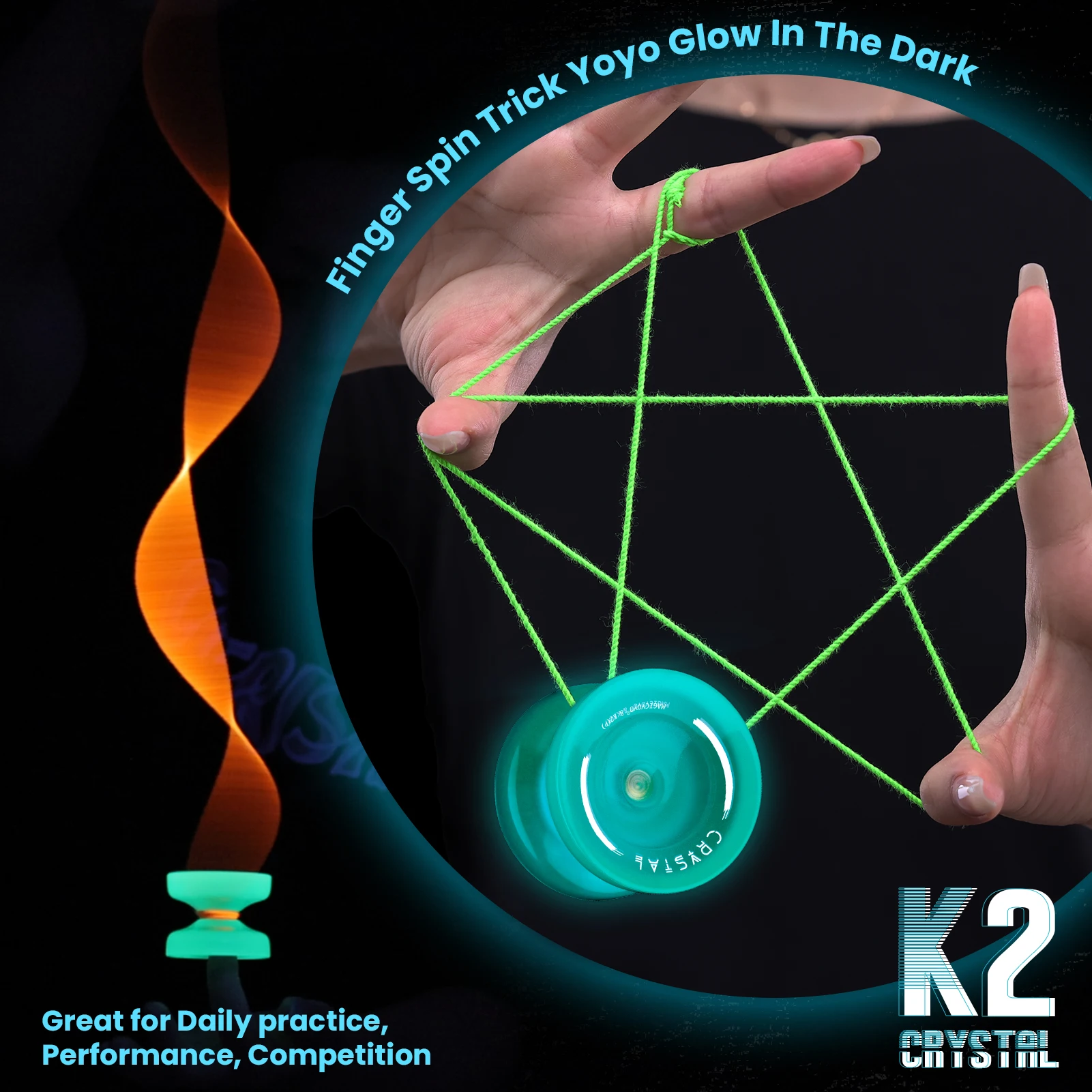 Yoyo Ball MAGICYOYO K2 Green Glow in The Dark Dual Functiions Kids Beginners and Advanced Players