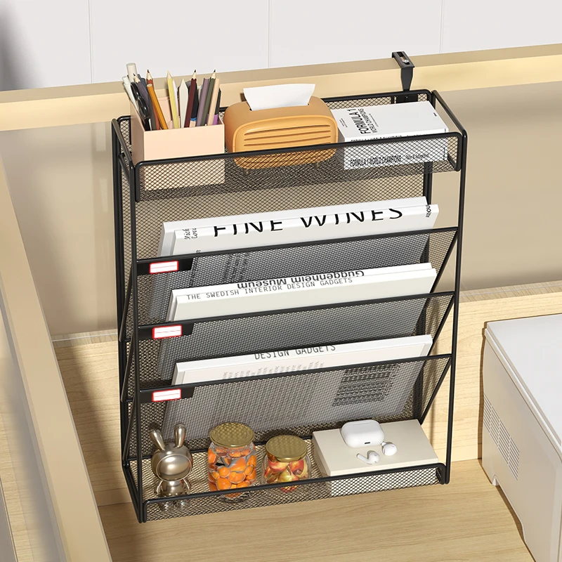 5-Tier Mesh Desk File Organizer and Wall-Mount Document Holder