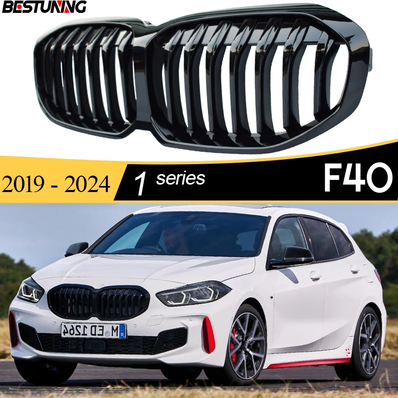 

High Gloss Black Front Kidney Grille Hood Grill for BMW 1 Series 2019 - 2024 5-Door Hatchback F40 116i 118i 120i 128ti 116d 118d