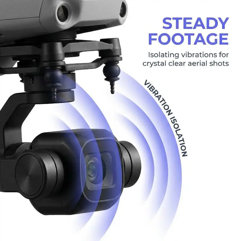 Trois amortisseurs silicone TL10A04 pour drone, alignés avec leur emballage d'origine