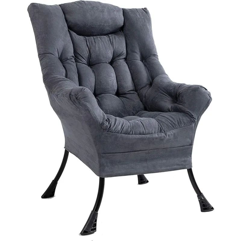 

Superrella Modern Soft Accent Chair Living Room Upholstered Single Armchair High Back Lazy Sofa