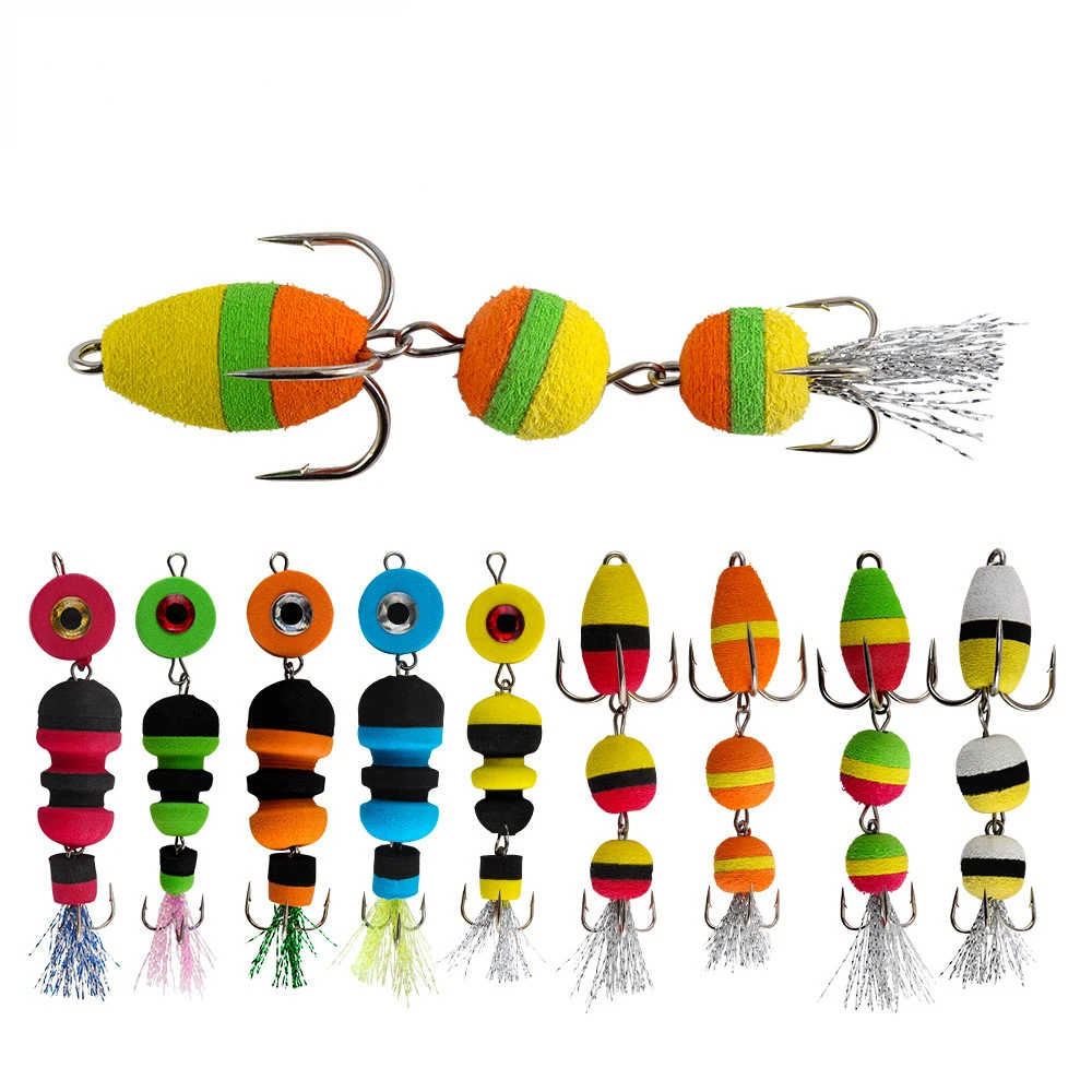 

1pcs Bait Fishing 7.5/9cm 2g/3g Multicolor Worm Bait Foam Hook Sea Fishing Bass Luya Long Cast Lead Drop Bionic Bait Pesca