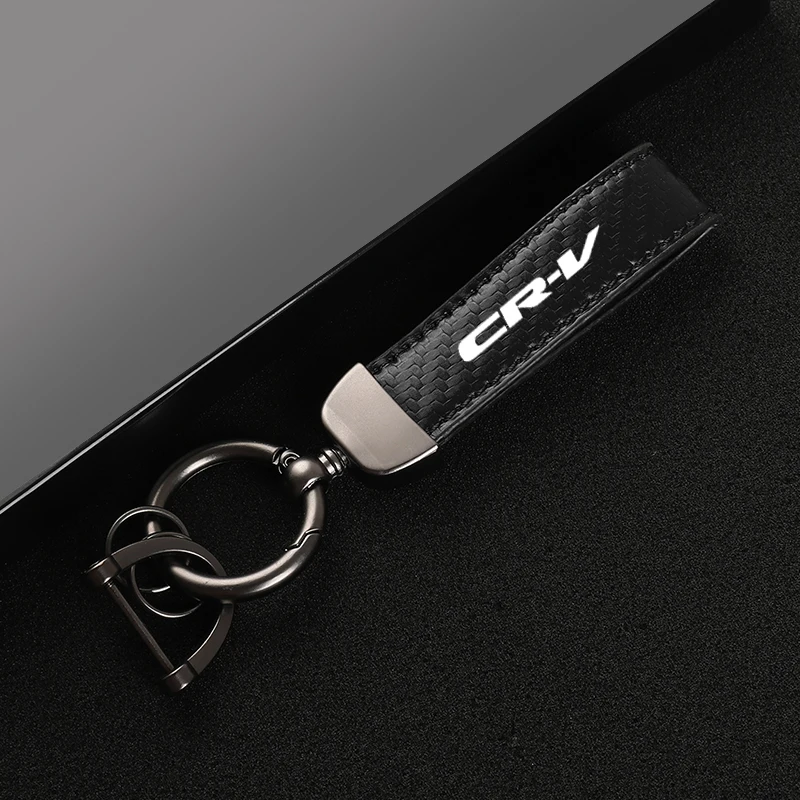 가죽 탄소 섬유 자동차 링 키체인 아연 합금 키링, 혼다 CRV CR-V 2014 2017 2019 가죽 자동차 액세서리