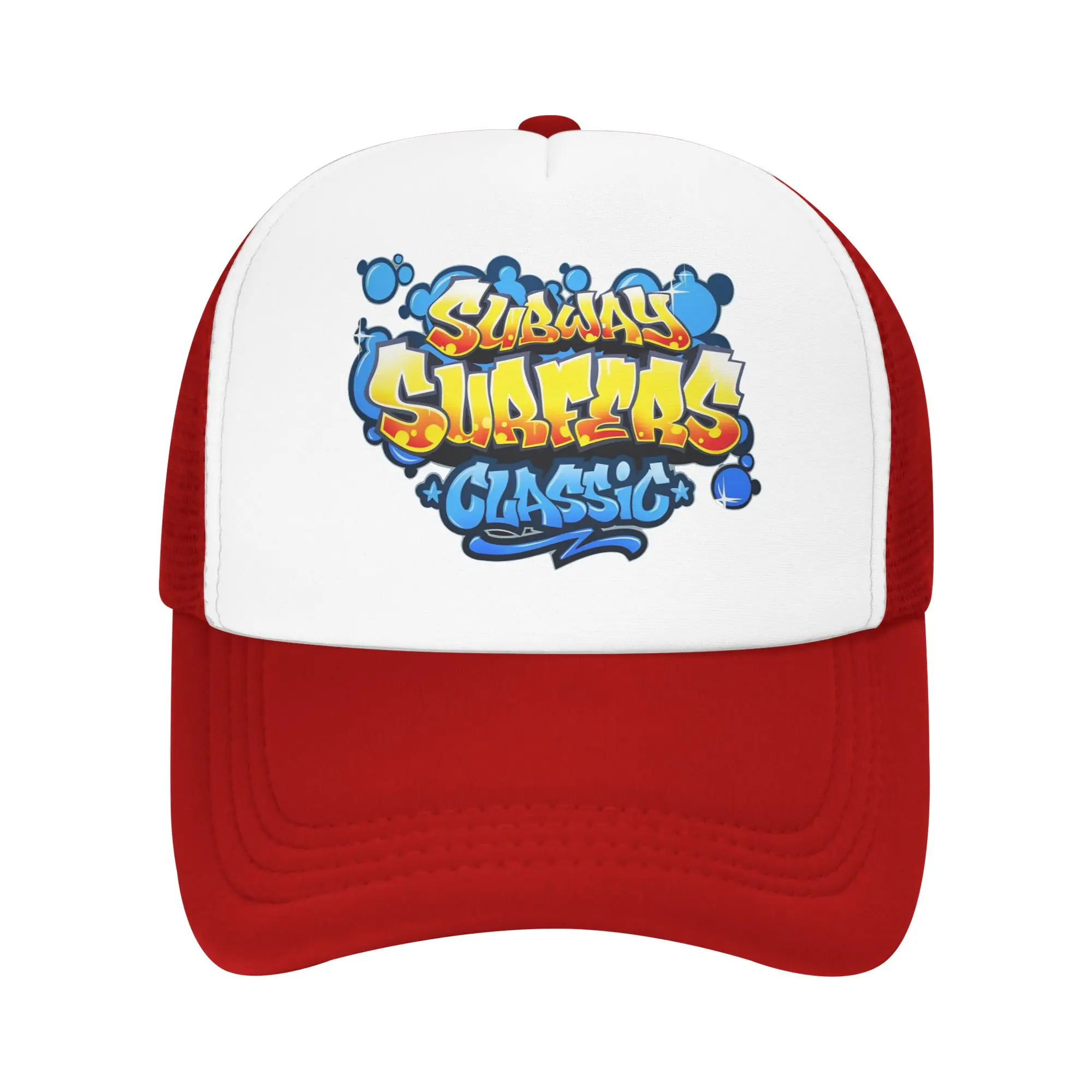 Subway Surfers Mesh-Baseballkappe, Unisex, modische Sonnenkappen, Papa-Mütze, verstellbare Polyester-Sonnenhüte, Sommer-Trucker-Hüte