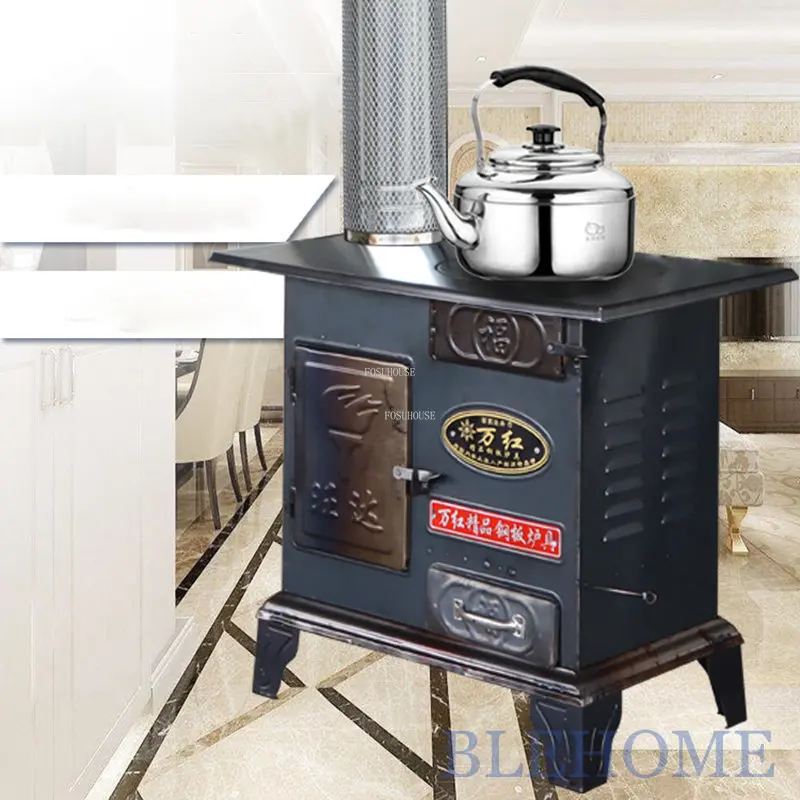 เตาผิงไม้แบบเรียบง่ายทันสมัย เตาทำความร้อนในบ้าน เตาผิงในร่ม เตาผิงกลางแจ้งสำหรับตั้งแคมป์ ปาร์ตี้ บาร์บีคิว เตาเหล็กหล่อสำหรับฤดูหนาว 1