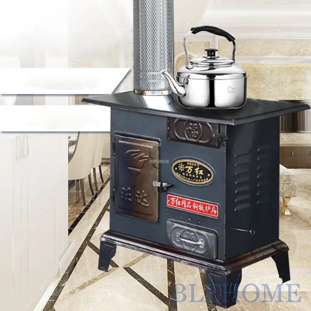 เตาผิงไม้แบบเรียบง่ายทันสมัย เตาทำความร้อนในบ้าน เตาผิงในร่ม เตาผิงกลางแจ้งสำหรับตั้งแคมป์ ปาร์ตี้ บาร์บีคิว เตาเหล็กหล่อสำหรับฤดูหนาว 1