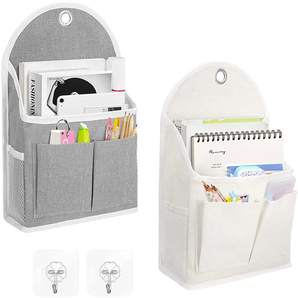 Fabric Hanging Storage Bag for Dormitory Wall Mounted Wall Door Bags Dual-Pocket Side Mesh Organizer Book Magazine Phone Holder 6