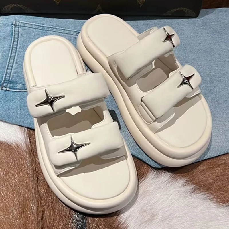 

2023 Summer Platform Flats Shoes Slippers Women Casual Flip Flops New Sandals Dress Home Comfortable Soft Walking Female Shoes