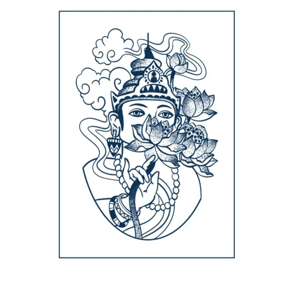 Wisdom Buddha Temporary Tatoo Sticker Waterproof Kindness Juice Tattoo Stickers Plant Lotus Semi-permanent Tattoo Woman