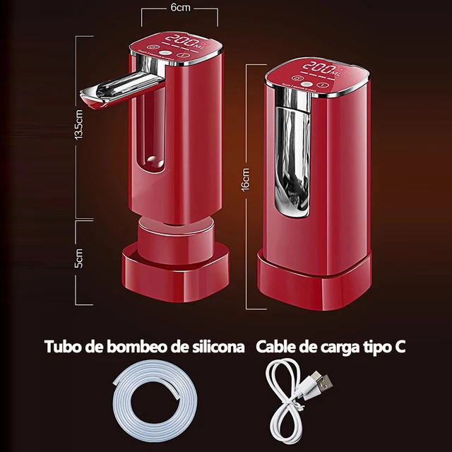 Foldable Electric Carafe Water Dispenser with Smart Led and 3 Modes, Portable USB Rechargeable, Compatible with Bottles from 4.5L to 18.9L 6