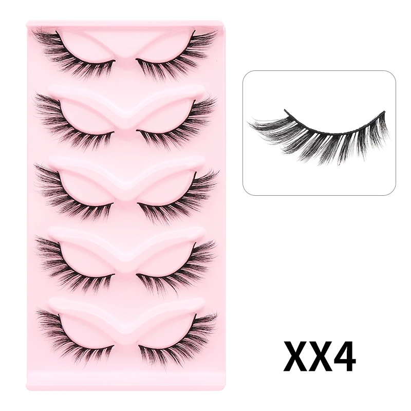 Dramatic Cat Eye Winged False Eyelashes - 10 Pairs with Clear Band