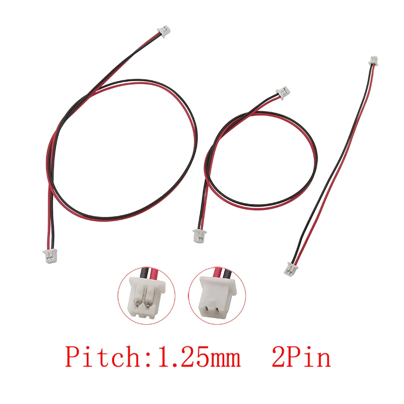 มินิ JST 1.25มมพิทช์2ขาตัวเมียไปยังขั้วต่อสายเคเบิล28AWG 10/15/20/30ซม. 1