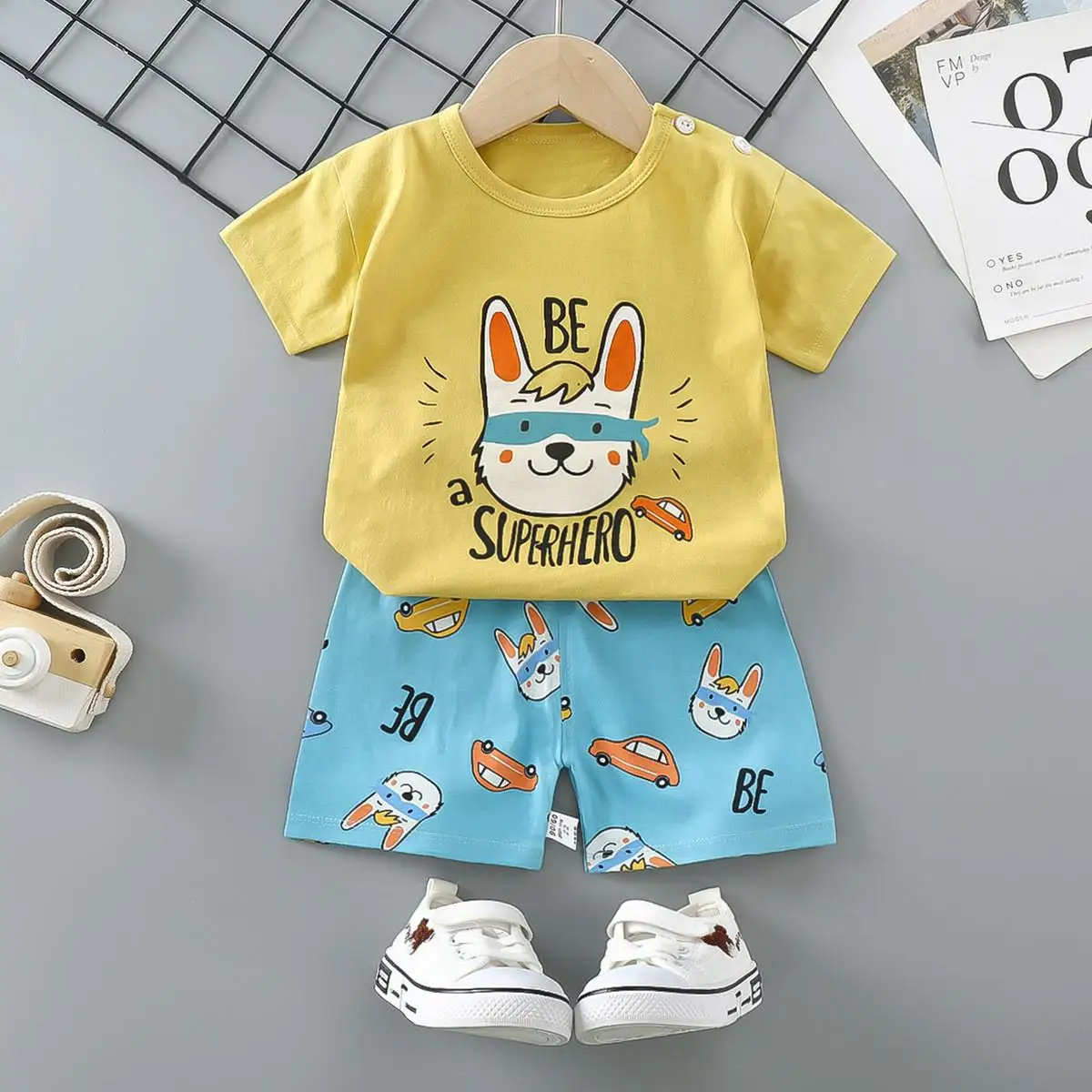 New Summer Children Clothes Suit Fashion Boys Girls Baby Cartoon T-shirt Shorts 2pcs/set Toddler Casual Clothing Kids Tracksuits Baby Clothing Set cheap Baby Clothing Set