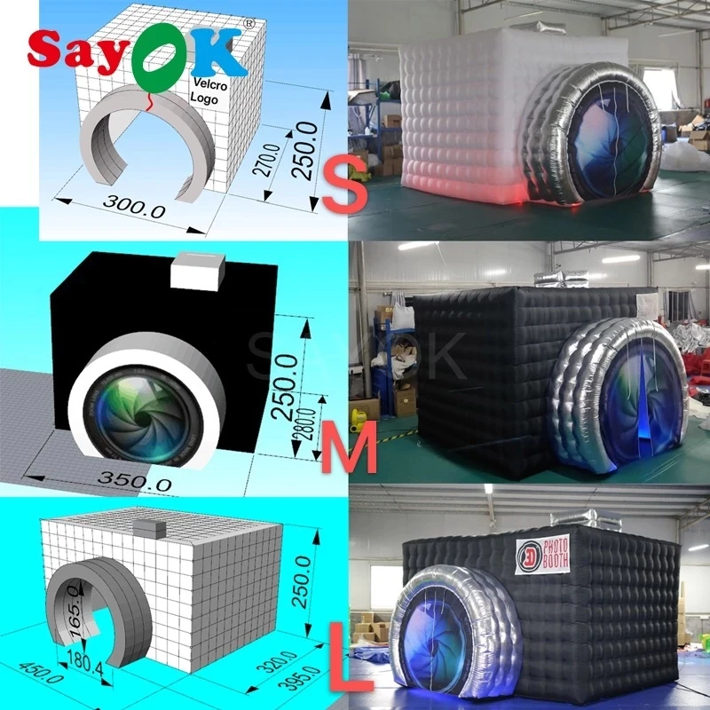 Sayok Inflatable Camera Photo Booth Enclosure Inflatable Camera Cube Tent Photobooth Props Backdrop for Advertise Wedding Show 3