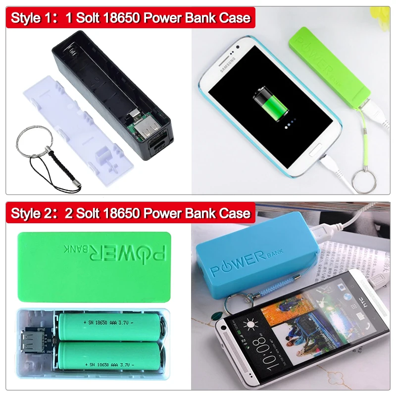 Portable Power Bank Case 18650 Battery DIY Mobile Storage Box 5V 5600mAh USB Charger Phone Electronic Mobile Charging