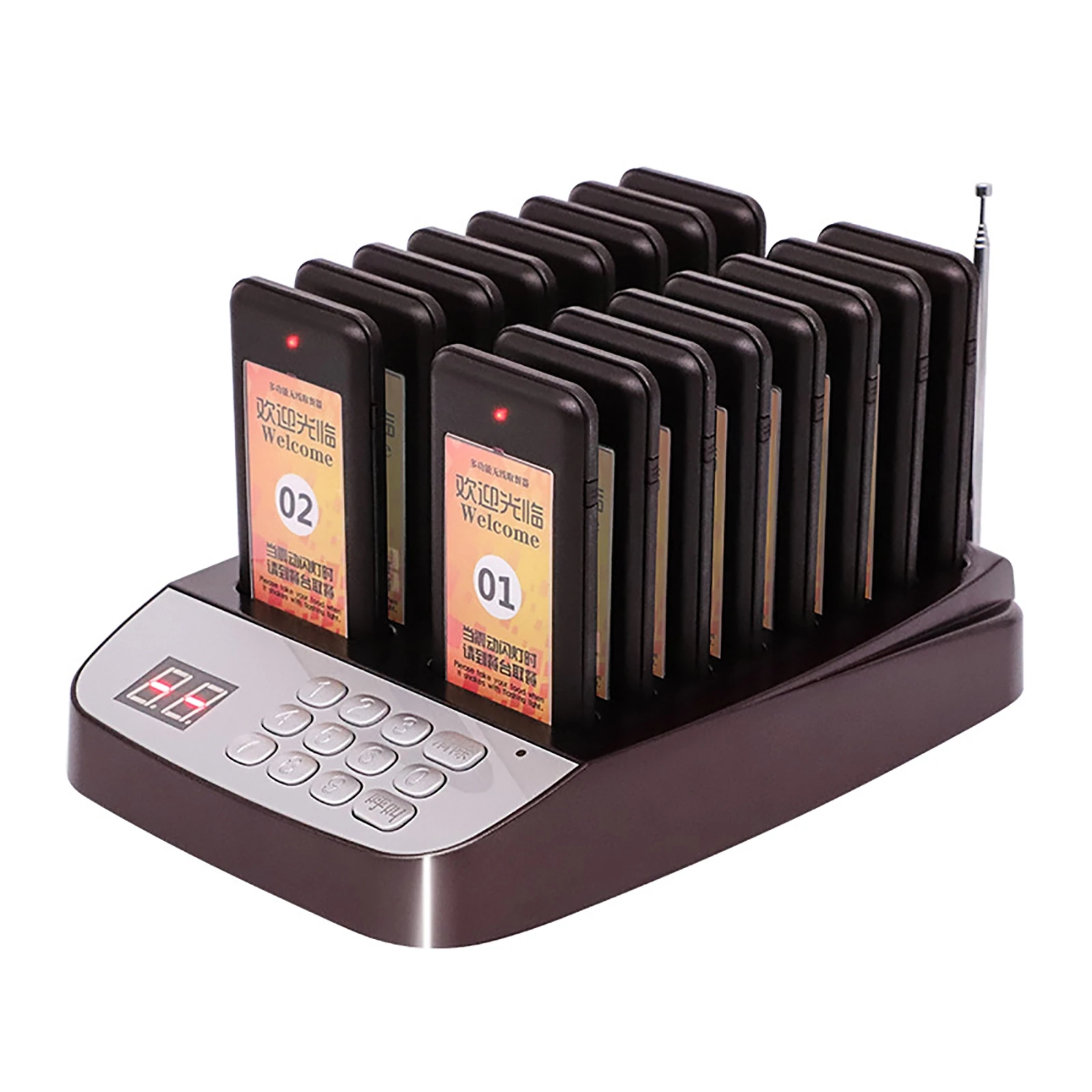 

Restaurant Buzzer Calling System Wireless Paging Queue System 16 Channels Restaurant Pager For Coffee Shop Queuing Equipments