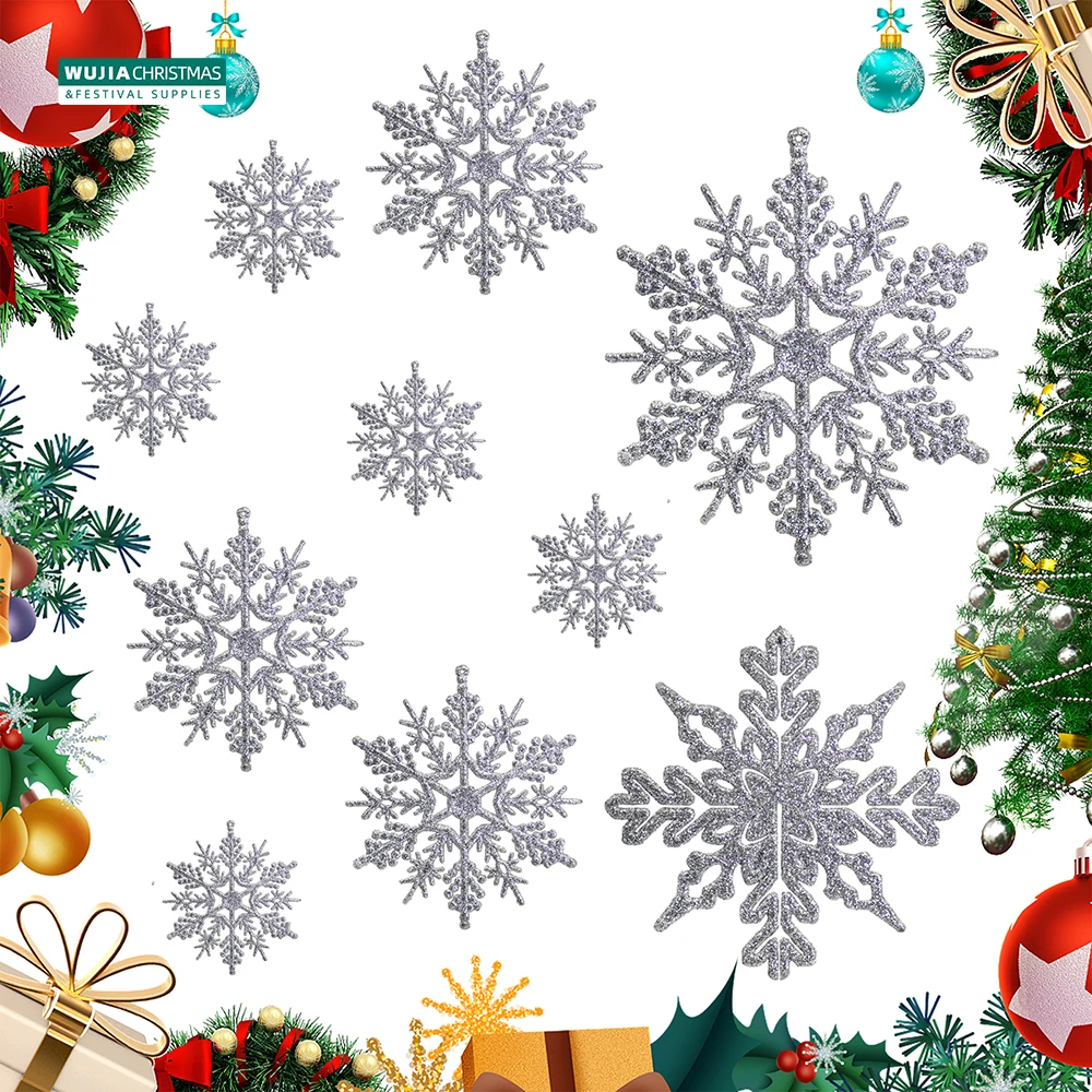 truee 30 Pezzi Pendente Fiocchi di Neve Natale, Fiocchi di Neve di Natale Bianchi, Fiocci di Neve in Plastica Pendenti, Adatto per la Decorazione Dell 'Albero di Natale, con Cordino, 7.5cm, Bianca