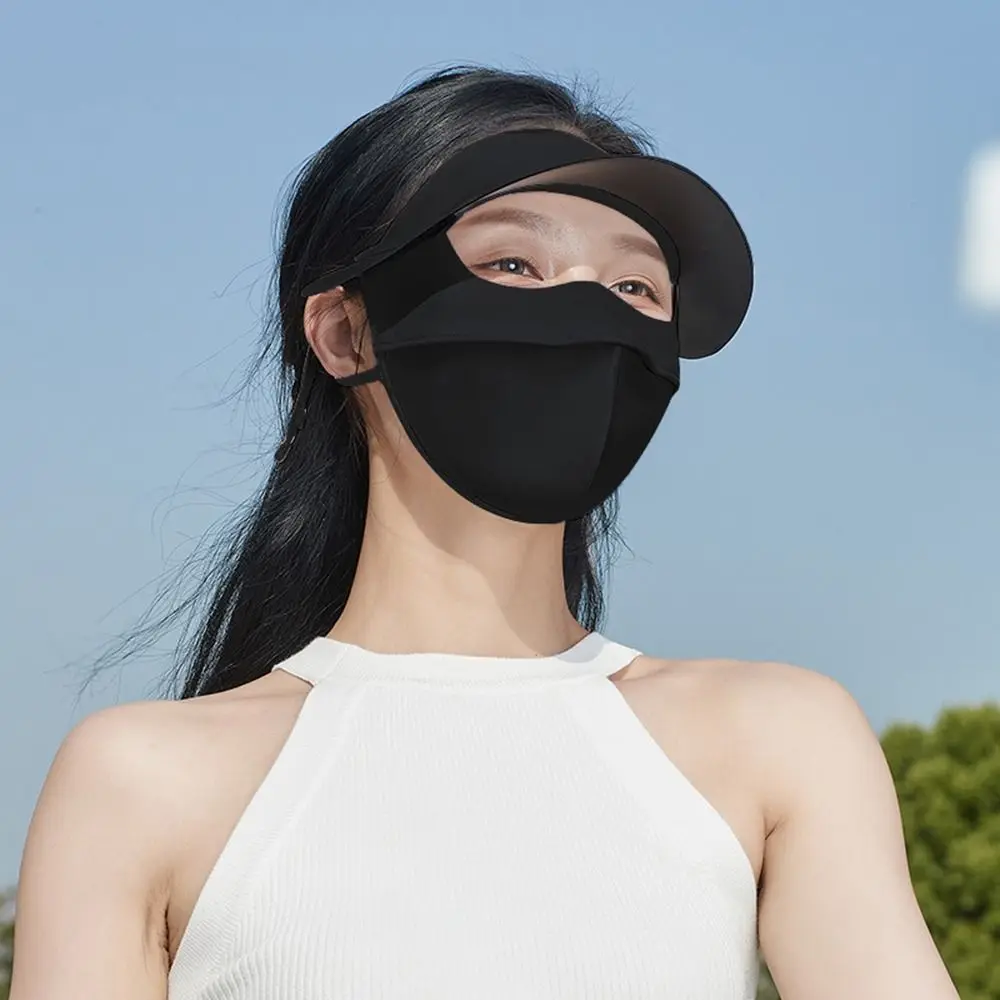 UPF50 + 자외선 차단 마스크, 통기성 자외선 차단, 햇빛가리개 아이스 실크 마스크, 여름 야외 풀 페이스 보호 커버