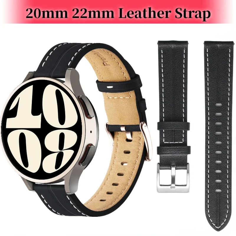 

20mm 22mm Leather strap For Samsung Galaxy Watch 6/5/4/3 Gear S3 Huawei Watch 4/3 GT3 Pro Bracelet Band For Amazfit GTR 4/GTS 4