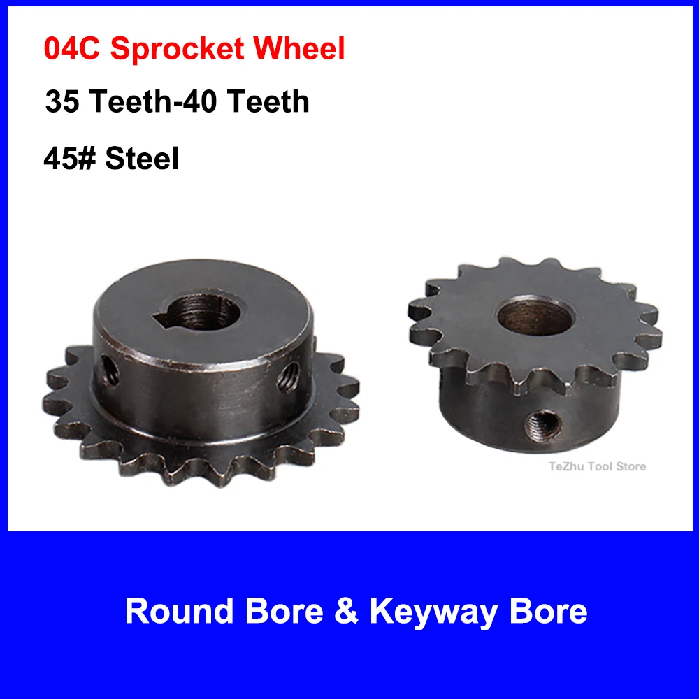 

1pc 35-40 Tooth 04C Chain Gear 45# Steel 6mm-30mm Bore Industrial Sprocket Wheel Motor Chain Drive Sprocket Tooth Pitch 6.35mm