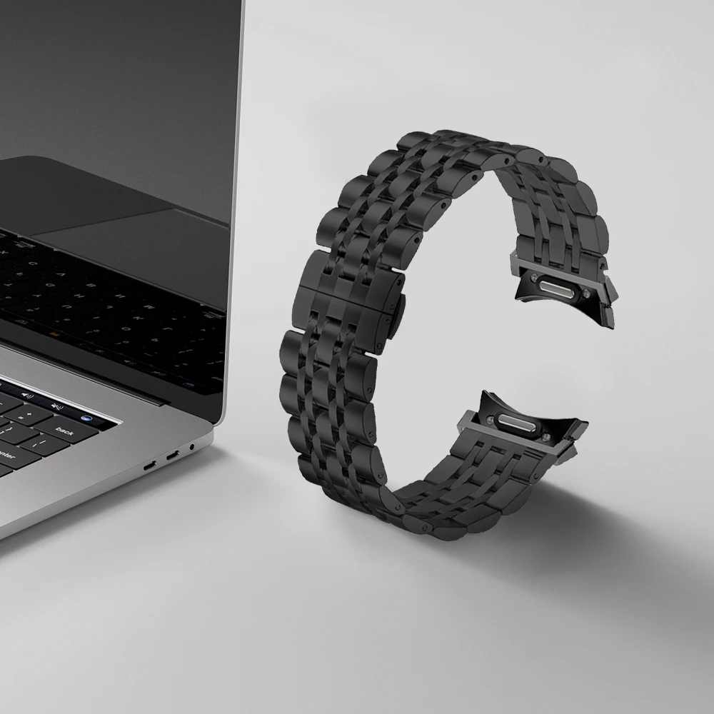 Sleek Stainless Steel Smartwatch Band - Gap-Free Quick Fit Metal Strap