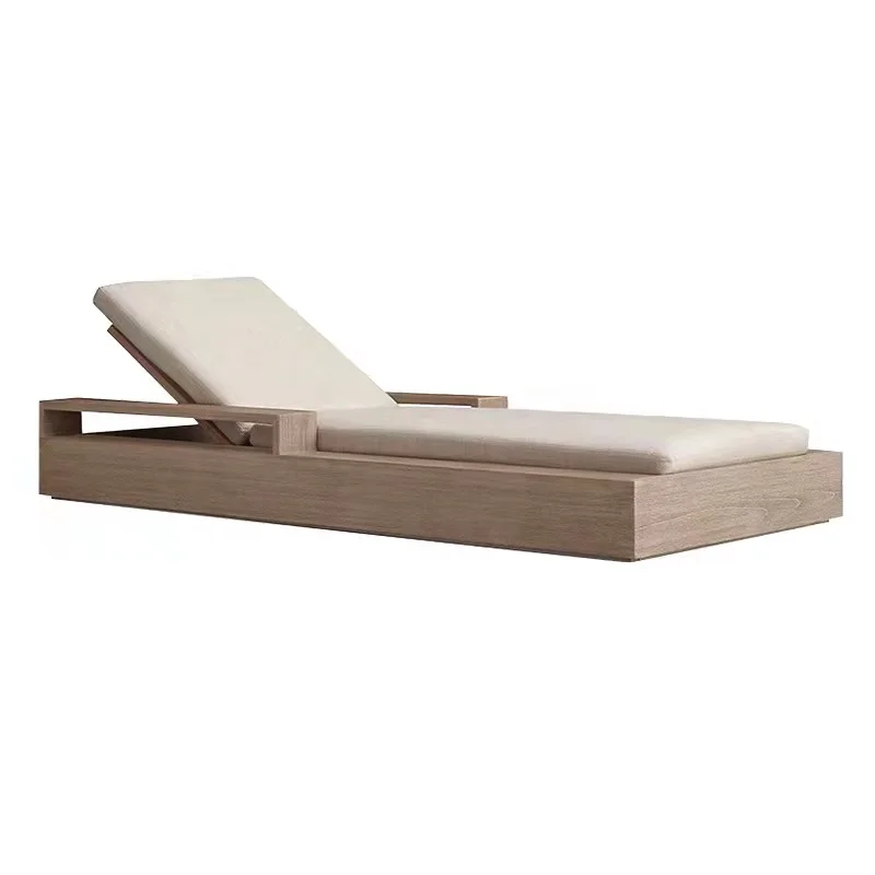 Outdoor Beach Swimming Pool Folding Lounge Chair Sunbed Aluminum Sunbed Modern Furniture High Quality Wood Lying Bed Texture