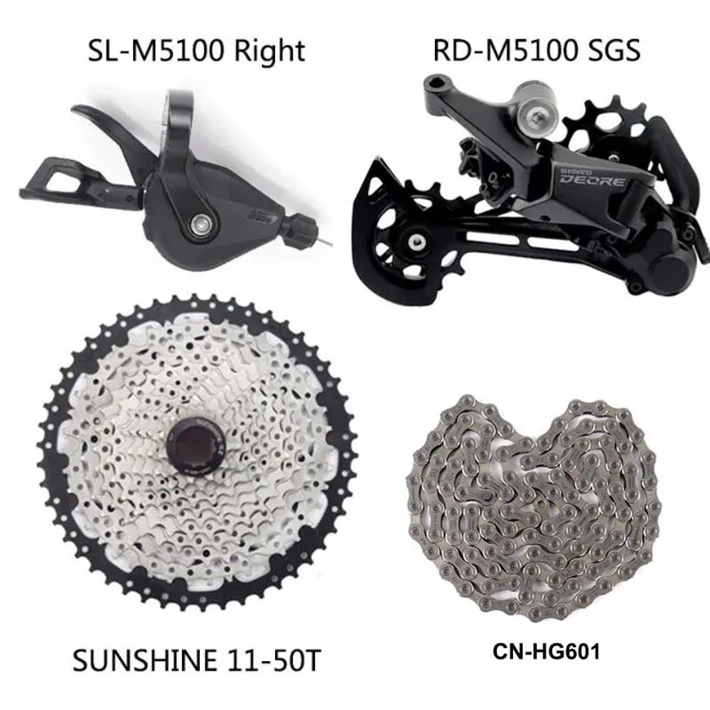Shimano-deore m5100ギアセット,右シフトレバー,リア
